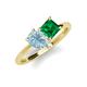4 - Zoya Pear Shape Aquamarine & Princess Shape Lab Created Emerald 2 Stone Duo Ring 