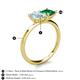 5 - Zoya Pear Shape Aquamarine & Princess Shape Lab Created Emerald 2 Stone Duo Ring 