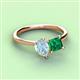 3 - Zoya Pear Shape Aquamarine & Princess Shape Lab Created Emerald 2 Stone Duo Ring 