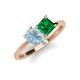 4 - Zoya Pear Shape Aquamarine & Princess Shape Lab Created Emerald 2 Stone Duo Ring 