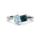 1 - Zoya Pear Shape Aquamarine & Princess Shape London Blue Topaz 2 Stone Duo Ring 