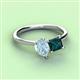 3 - Zoya Pear Shape Aquamarine & Princess Shape London Blue Topaz 2 Stone Duo Ring 