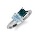 4 - Zoya Pear Shape Aquamarine & Princess Shape London Blue Topaz 2 Stone Duo Ring 