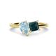 1 - Zoya Pear Shape Aquamarine & Princess Shape London Blue Topaz 2 Stone Duo Ring 