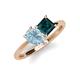 4 - Zoya Pear Shape Aquamarine & Princess Shape London Blue Topaz 2 Stone Duo Ring 