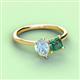 3 - Zoya Pear Shape Aquamarine & Princess Shape Lab Created Alexandrite 2 Stone Duo Ring 