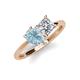 4 - Zoya Pear Shape Aquamarine & Princess Shape Forever Brilliant Moissanite 2 Stone Duo Ring 