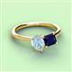 3 - Zoya Pear Shape Aquamarine & Princess Shape Lab Created Blue Sapphire 2 Stone Duo Ring 