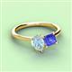 3 - Zoya Pear Shape Aquamarine & Princess Shape Tanzanite 2 Stone Duo Ring 