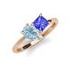 4 - Zoya Pear Shape Aquamarine & Princess Shape Tanzanite 2 Stone Duo Ring 