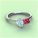 3 - Zoya Pear Shape Aquamarine & Princess Shape Pink Tourmaline 2 Stone Duo Ring 