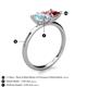 5 - Zoya Pear Shape Aquamarine & Princess Shape Pink Tourmaline 2 Stone Duo Ring 