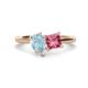 1 - Zoya Pear Shape Aquamarine & Princess Shape Pink Tourmaline 2 Stone Duo Ring 