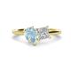 1 - Zoya Pear Shape Aquamarine & Princess Shape GIA Certified Diamond 2 Stone Duo Ring 