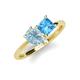 4 - Zoya Pear Shape Aquamarine & Princess Shape Blue Topaz 2 Stone Duo Ring 