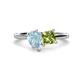 1 - Zoya Pear Shape Aquamarine & Princess Shape Peridot 2 Stone Duo Ring 
