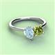 3 - Zoya Pear Shape Aquamarine & Princess Shape Peridot 2 Stone Duo Ring 
