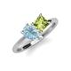 4 - Zoya Pear Shape Aquamarine & Princess Shape Peridot 2 Stone Duo Ring 