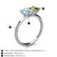 5 - Zoya Pear Shape Aquamarine & Princess Shape Peridot 2 Stone Duo Ring 