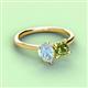 3 - Zoya Pear Shape Aquamarine & Princess Shape Peridot 2 Stone Duo Ring 