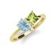 4 - Zoya Pear Shape Aquamarine & Princess Shape Peridot 2 Stone Duo Ring 
