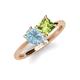 4 - Zoya Pear Shape Aquamarine & Princess Shape Peridot 2 Stone Duo Ring 