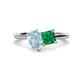 1 - Zoya Pear Shape Aquamarine & Princess Shape Lab Created Emerald 2 Stone Duo Ring 