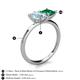 5 - Zoya Pear Shape Aquamarine & Princess Shape Lab Created Emerald 2 Stone Duo Ring 