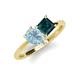 4 - Zoya Pear Shape Aquamarine & Princess Shape London Blue Topaz 2 Stone Duo Ring 