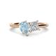 1 - Zoya Pear Shape Aquamarine & Princess Shape Forever One Moissanite 2 Stone Duo Ring 