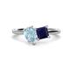 1 - Zoya Pear Shape Aquamarine & Princess Shape Lab Created Blue Sapphire 2 Stone Duo Ring 