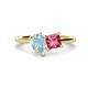 1 - Zoya Pear Shape Aquamarine & Princess Shape Pink Tourmaline 2 Stone Duo Ring 