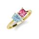 4 - Zoya Pear Shape Aquamarine & Princess Shape Pink Tourmaline 2 Stone Duo Ring 