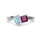 1 - Zoya Pear Shape Aquamarine & Princess Shape Rhodolite Garnet 2 Stone Duo Ring 
