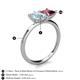 5 - Zoya Pear Shape Aquamarine & Princess Shape Rhodolite Garnet 2 Stone Duo Ring 