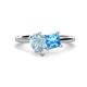 1 - Zoya Pear Shape Aquamarine & Princess Shape Blue Topaz 2 Stone Duo Ring 