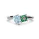 1 - Zoya Pear Shape Aquamarine & Princess Shape Lab Created Alexandrite 2 Stone Duo Ring 