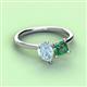 3 - Zoya Pear Shape Aquamarine & Princess Shape Lab Created Alexandrite 2 Stone Duo Ring 