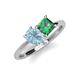4 - Zoya Pear Shape Aquamarine & Princess Shape Lab Created Alexandrite 2 Stone Duo Ring 