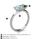 5 - Zoya Pear Shape Aquamarine & Princess Shape Lab Created Alexandrite 2 Stone Duo Ring 