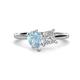 1 - Zoya Pear Shape Aquamarine & Princess Shape Forever One Moissanite 2 Stone Duo Ring 