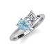 4 - Zoya Pear Shape Aquamarine & Princess Shape Forever One Moissanite 2 Stone Duo Ring 