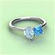 3 - Zoya Pear Shape Aquamarine & Princess Shape Blue Topaz 2 Stone Duo Ring 