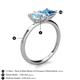 5 - Zoya Pear Shape Aquamarine & Princess Shape Blue Topaz 2 Stone Duo Ring 