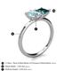5 - Zoya Pear Shape Aquamarine & Princess Shape London Blue Topaz 2 Stone Duo Ring 