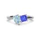 1 - Zoya Pear Shape Aquamarine & Princess Shape Tanzanite 2 Stone Duo Ring 