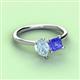 3 - Zoya Pear Shape Aquamarine & Princess Shape Tanzanite 2 Stone Duo Ring 