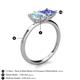 5 - Zoya Pear Shape Aquamarine & Princess Shape Tanzanite 2 Stone Duo Ring 