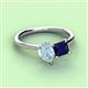 3 - Zoya Pear Shape Aquamarine & Princess Shape Lab Created Blue Sapphire 2 Stone Duo Ring 
