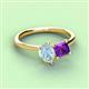 3 - Zoya Pear Shape Aquamarine & Princess Shape Amethyst 2 Stone Duo Ring 